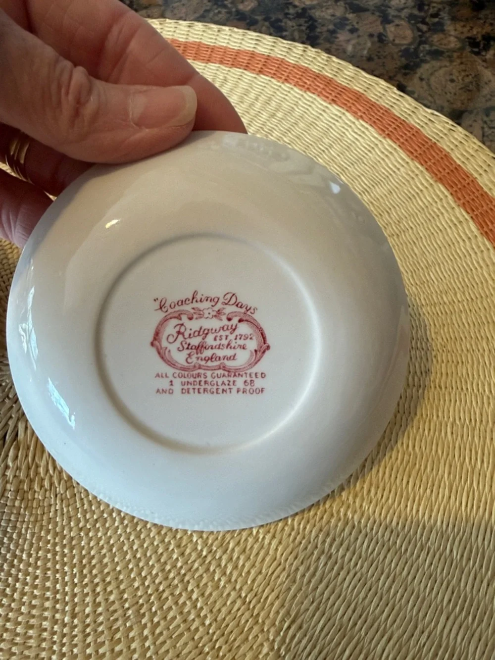 Red Toile Transfer ware Trinket Dishes Bowls - Set of 2 - Picture 4 of 6
